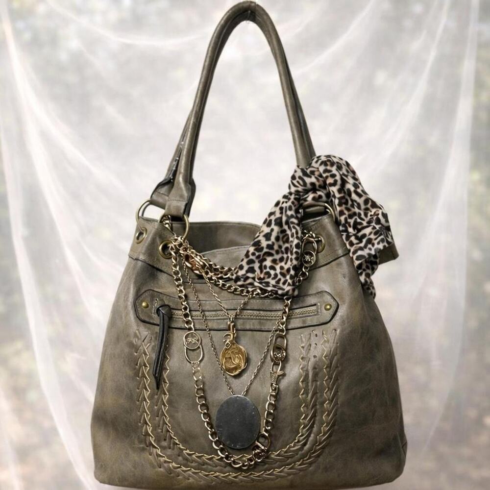 Y2K Slouchy Hobo Shoulder Bag Olive Brown Boho Purse